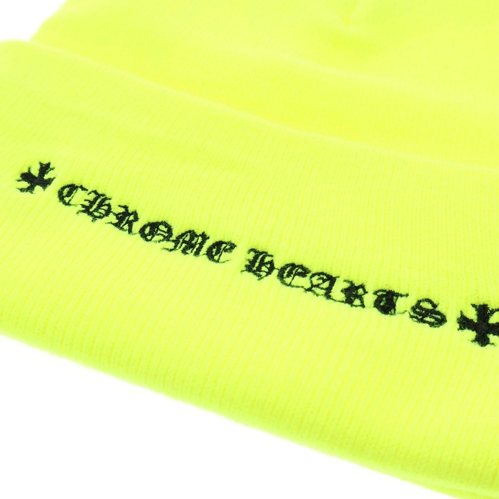 CHROME HEARTS(クロムハーツ) WATCH CAP 3 CH CRS NEON セメタリークロス刺繍ビーニー ニットキャップ 帽子 イエロー