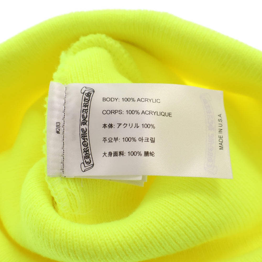CHROME HEARTS(クロムハーツ) WATCH CAP 3 CH CRS NEON セメタリークロス刺繍ビーニー ニットキャップ 帽子 イエロー