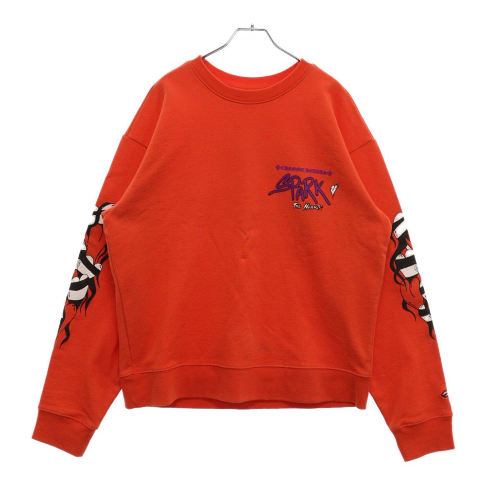 CHROME HEARTS(クロムハーツ) 23SS ×MATTY BOY SPARK THE HEART SWTSHRT マッティボーイ プロスパーク ザ ハート プリント クルーネックスウェットトレーナー レッド