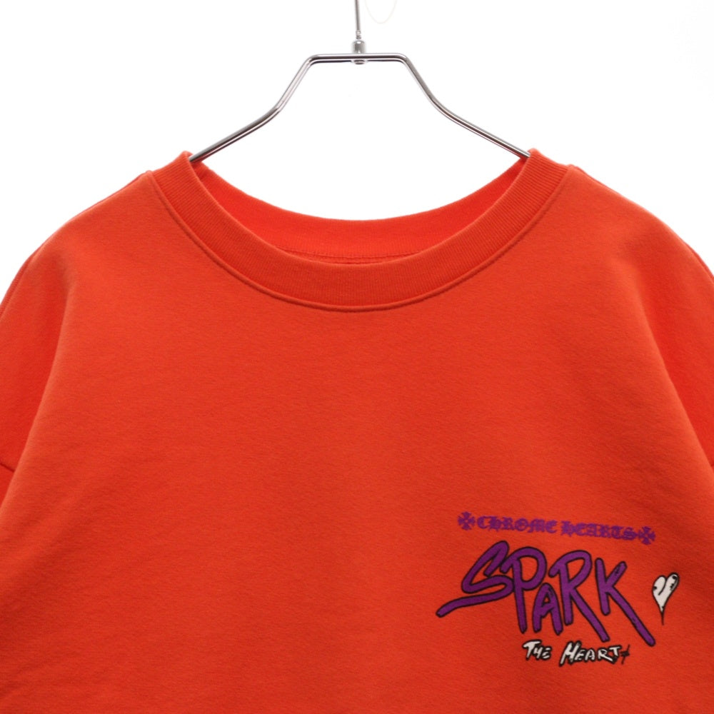 CHROME HEARTS(クロムハーツ) 23SS ×MATTY BOY SPARK THE HEART SWTSHRT マッティボーイ プロスパーク ザ ハート プリント クルーネックスウェットトレーナー レッド