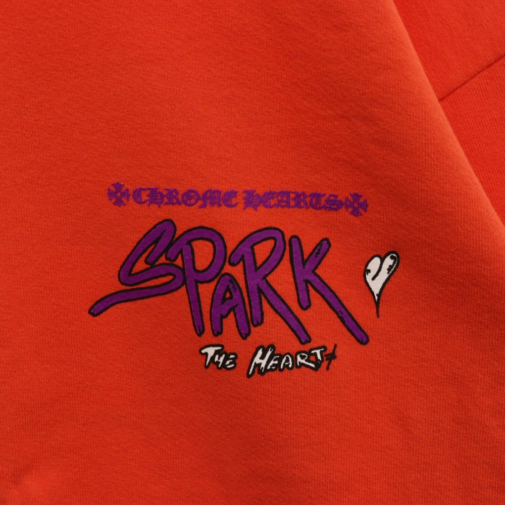 CHROME HEARTS(クロムハーツ) 23SS ×MATTY BOY SPARK THE HEART SWTSHRT マッティボーイ プロスパーク ザ ハート プリント クルーネックスウェットトレーナー レッド