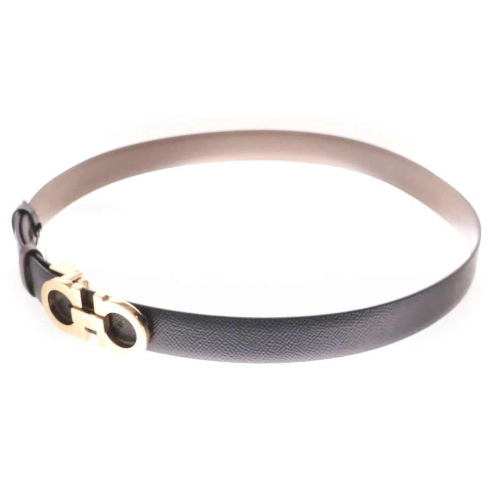 Salvatore Ferragamo(サルヴァトーレ フェラガモ) ガンチーニ リバーシブルベルト レザー ゴールド金具 ブラック×ベージュ