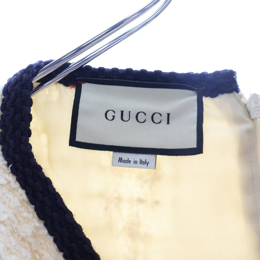 GUCCI(グッチ) GGロゴ ツイード 半袖ワンピース ドレス ホワイト レディース 577401
