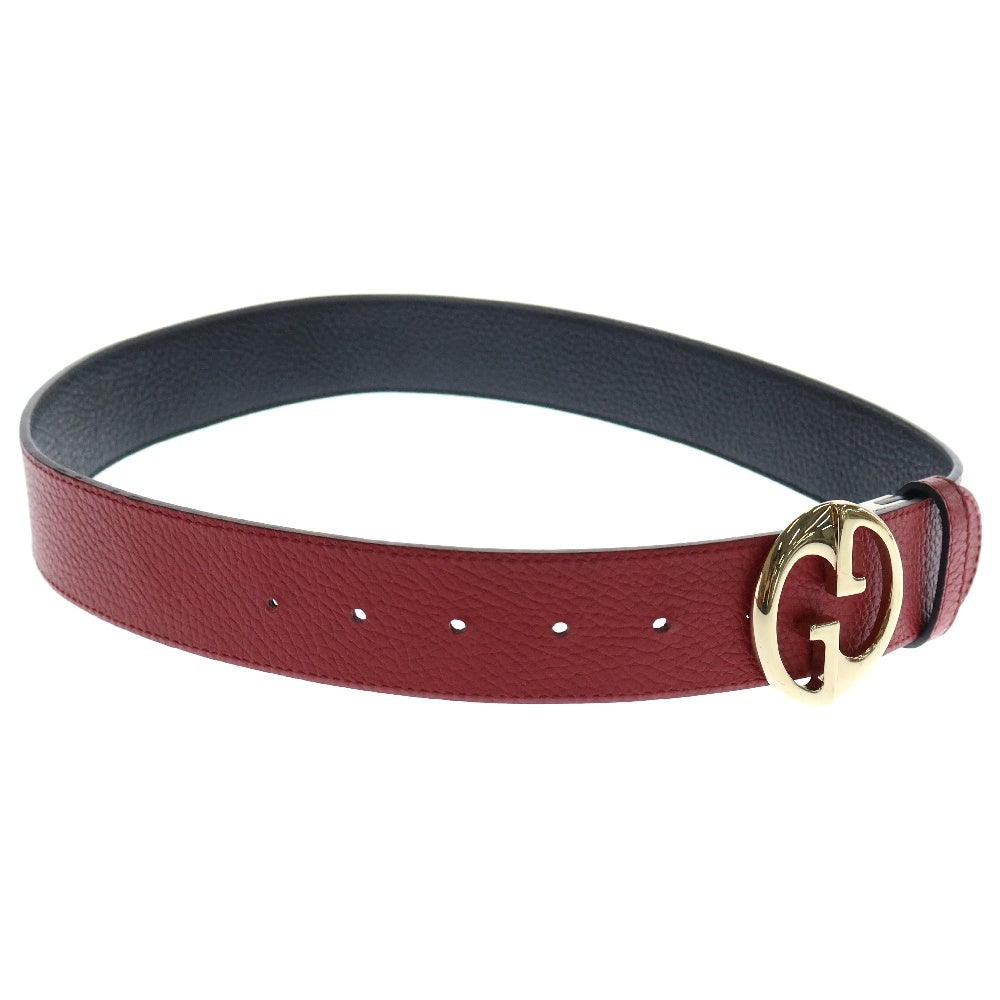 GUCCI(グッチ) インターロッキングG ベルト ブラック×レッド レザー リバーシブル 480199