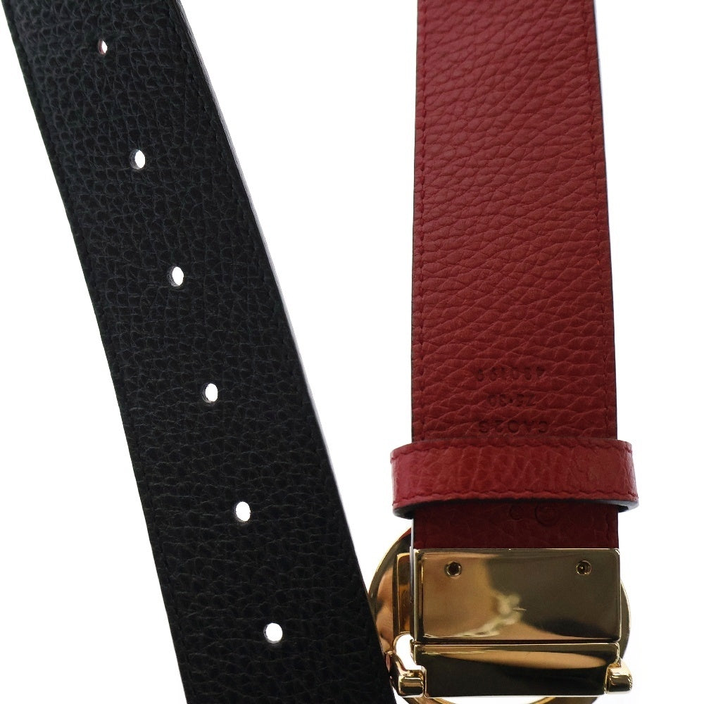 GUCCI(グッチ) インターロッキングG ベルト ブラック×レッド レザー リバーシブル 480199