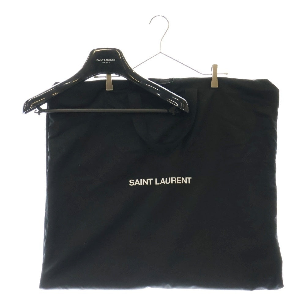 SAINT LAURENT PARIS(サンローランパリ) TEDDY JACKET テディジャケット レザートリムウールスタジアムジャンパー ブラック×ホワイト 354718 Y180W