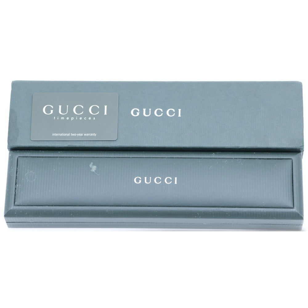 GUCCI(グッチ) シェリーライン ラウンド クロコ型押し エンボスレザーベルト ブラック文字盤 クォーツウォッチ 腕時計 シルバー/ブラック 2040L