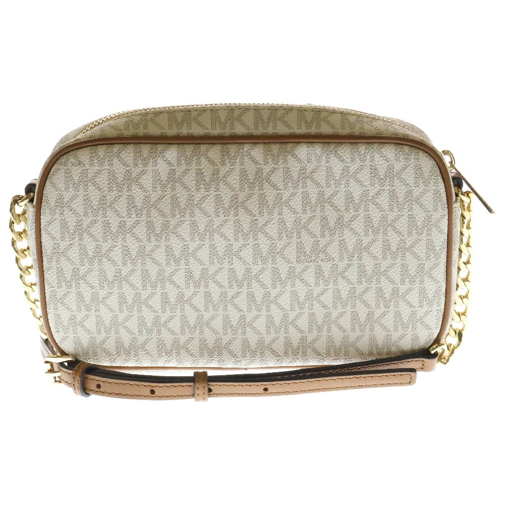 MICHAEL KORS(マイケルコース) MKシグネチャー チェーンショルダーバック ホワイト×ブラウン レザー ゴールド金具