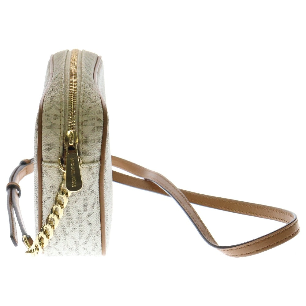 MICHAEL KORS(マイケルコース) MKシグネチャー チェーンショルダーバック ホワイト×ブラウン レザー ゴールド金具