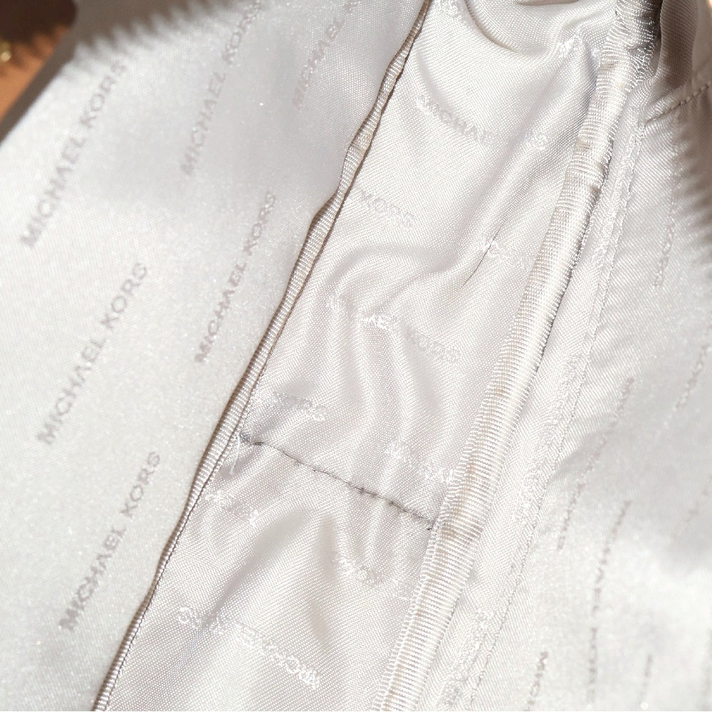 MICHAEL KORS(マイケルコース) MKシグネチャー チェーンショルダーバック ホワイト×ブラウン レザー ゴールド金具