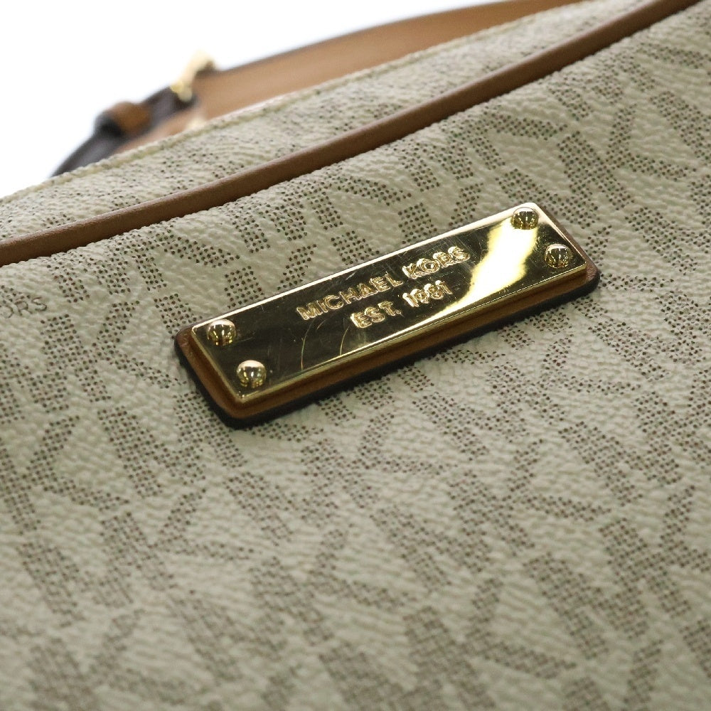 MICHAEL KORS(マイケルコース) MKシグネチャー チェーンショルダーバック ホワイト×ブラウン レザー ゴールド金具