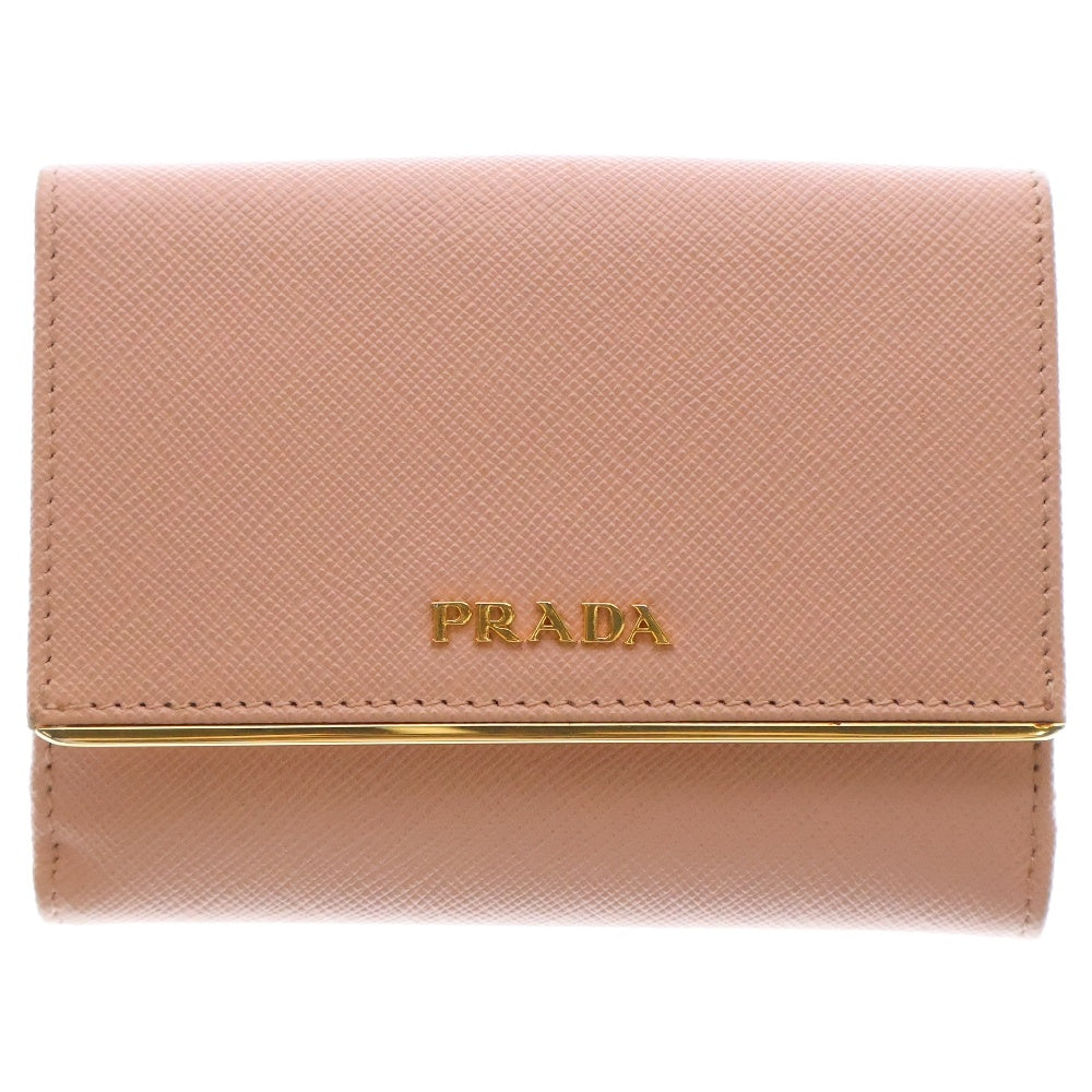 PRADA(プラダ) サフィアーノ 二つ折り財布 ピンク レザー コンパクトウォレット 1MH523