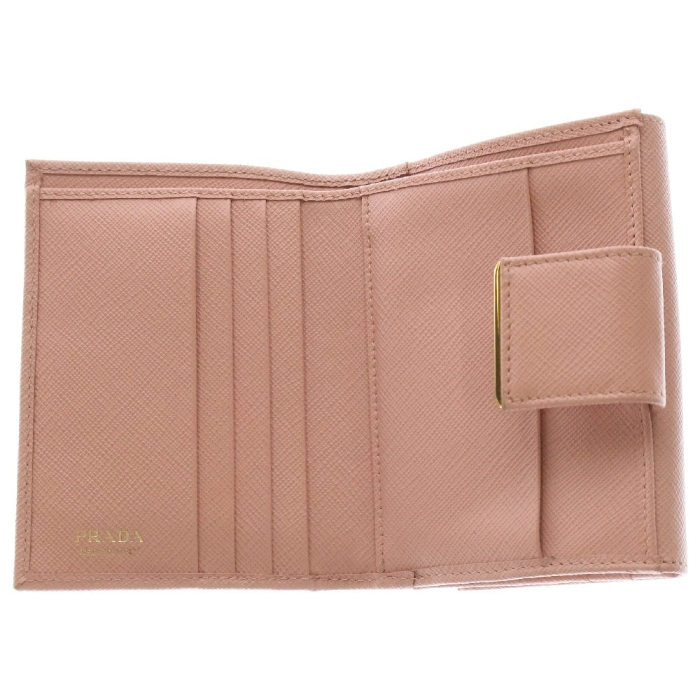 PRADA(プラダ) サフィアーノ 二つ折り財布 ピンク レザー コンパクトウォレット 1MH523