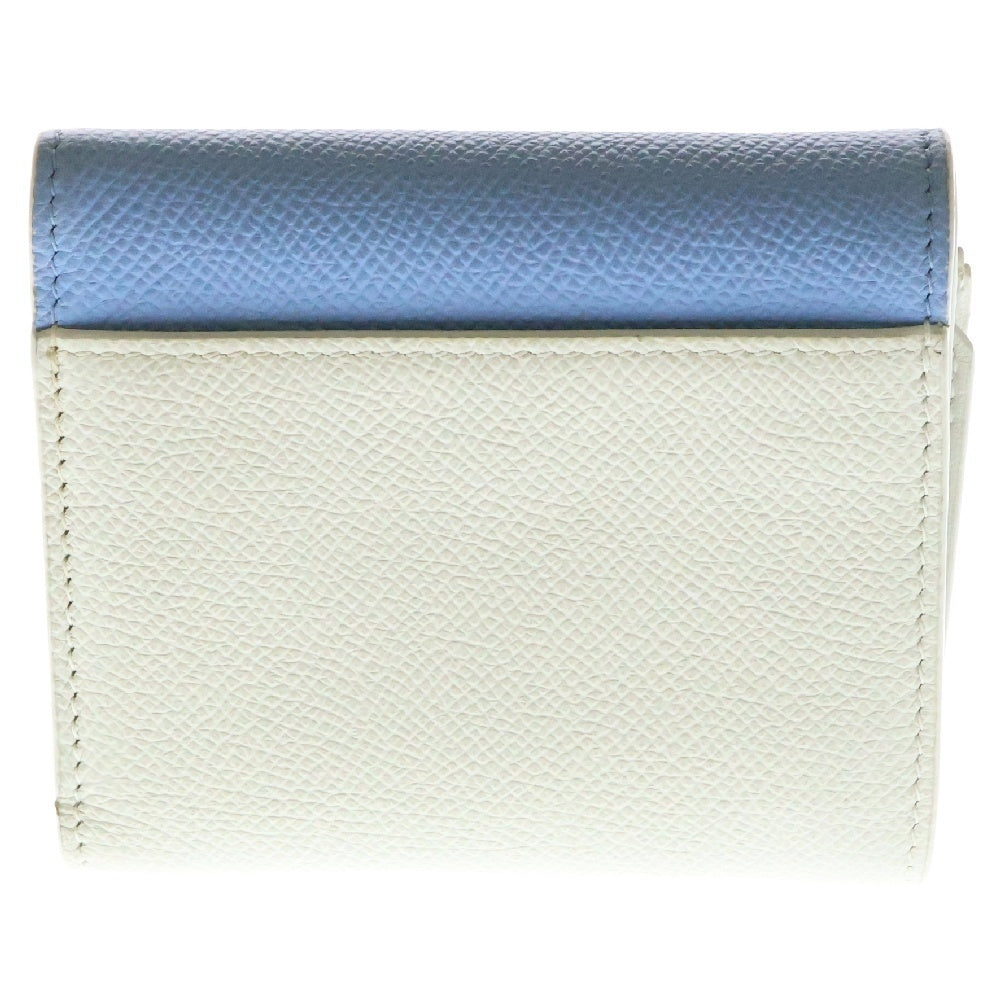 Christian Dior(クリスチャンディオール) モンテーニュ ロータスウォレット レザー ブルー×ホワイト ウォレット 財布 ゴールド金具 8057903
