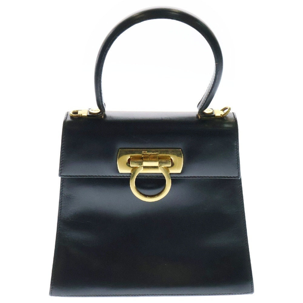 FERRAGAMO(フェラガモ) ガンチーニ ハンドバッグ ミニバッグ ブラック レザー ゴールド金具