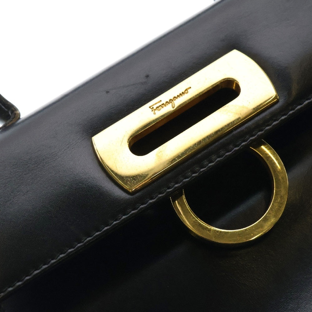 FERRAGAMO(フェラガモ) ガンチーニ ハンドバッグ ミニバッグ ブラック レザー ゴールド金具