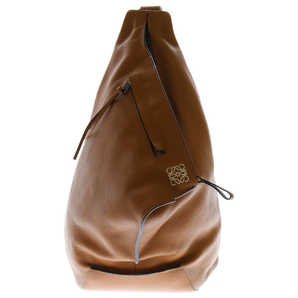 LOEWE(ロエベ) アントン スリングバッグ ショルダーバッグ 肩掛けバッグ シルバー金具 ブラウン レザー