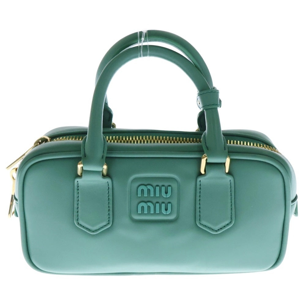 miumiu(ミュウミュウ) アルカディ 2WAYバッグ ショルダーバッグ ハンドバッグ ゴールド金具 グリーン レザー 5BB148