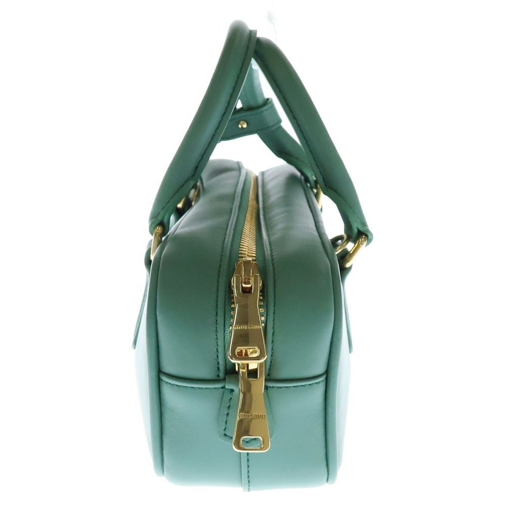 miumiu(ミュウミュウ) アルカディ 2WAYバッグ ショルダーバッグ ハンドバッグ ゴールド金具 グリーン レザー 5BB148