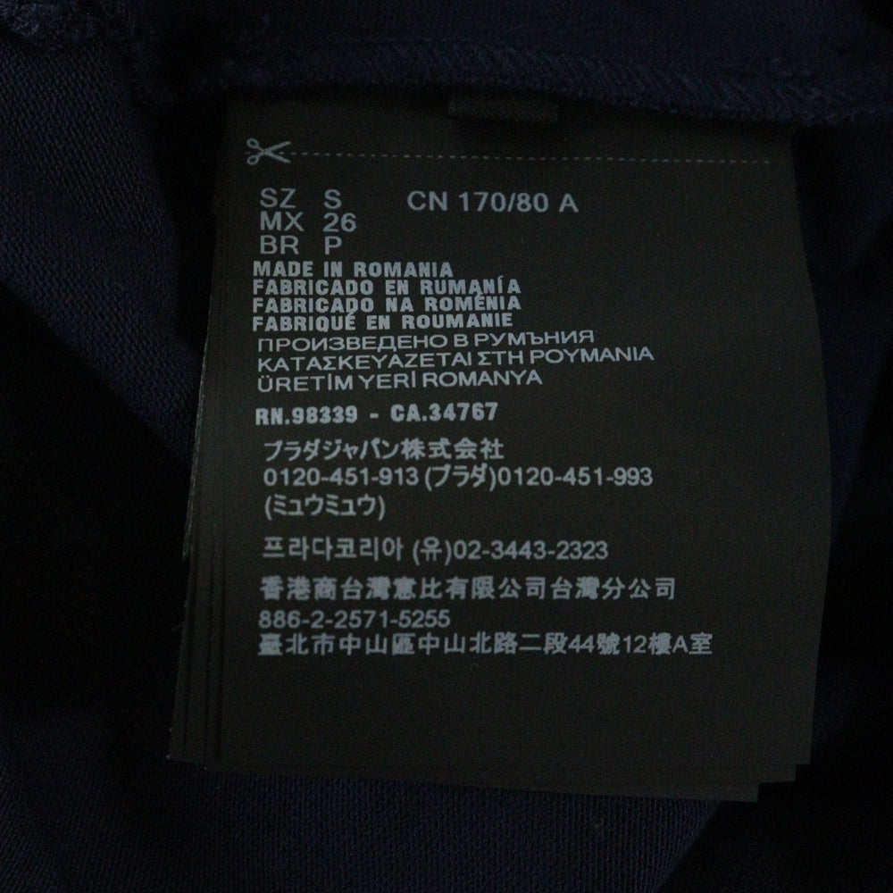 PRADA(プラダ) 24SS 長袖ポロ ジャージーポロシャツ クロップド ネイビー#S 14LX F0008