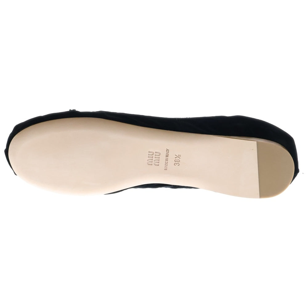 miumiu(ミュウミュウ) ロゴ バレエシューズ フラットシューズ ベロア ブラック #38.5 5F794D XUU