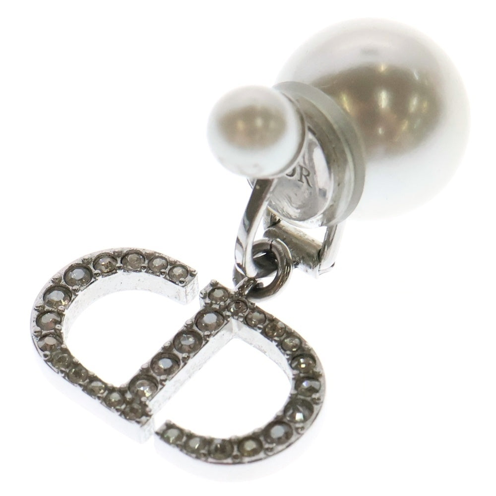 Christian Dior(クリスチャンディオール) CDロゴ ラインストーン パールピアス シルバー イヤーアクセサリー SV