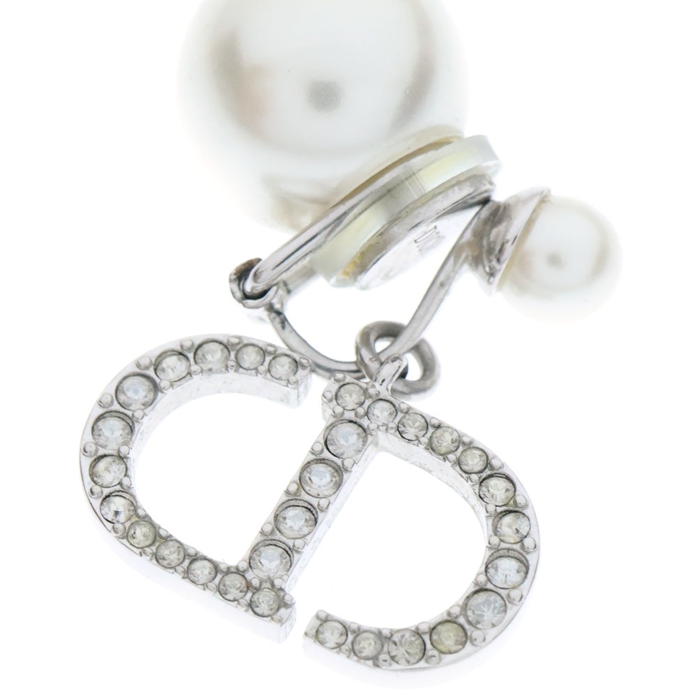 Christian Dior(クリスチャンディオール) CDロゴ ラインストーン パールピアス シルバー イヤーアクセサリー SV