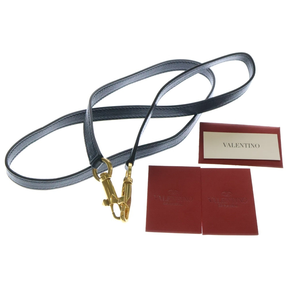VALENTINO(ヴァレンチノ) Vロング スリング ショルダーバック 黒 レザー ゴールド金具 2wayバッグ