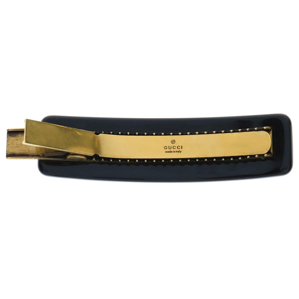 GUCCI(グッチ) ロゴ ヘアピン バレッタ ラインストーン ブラック 513986