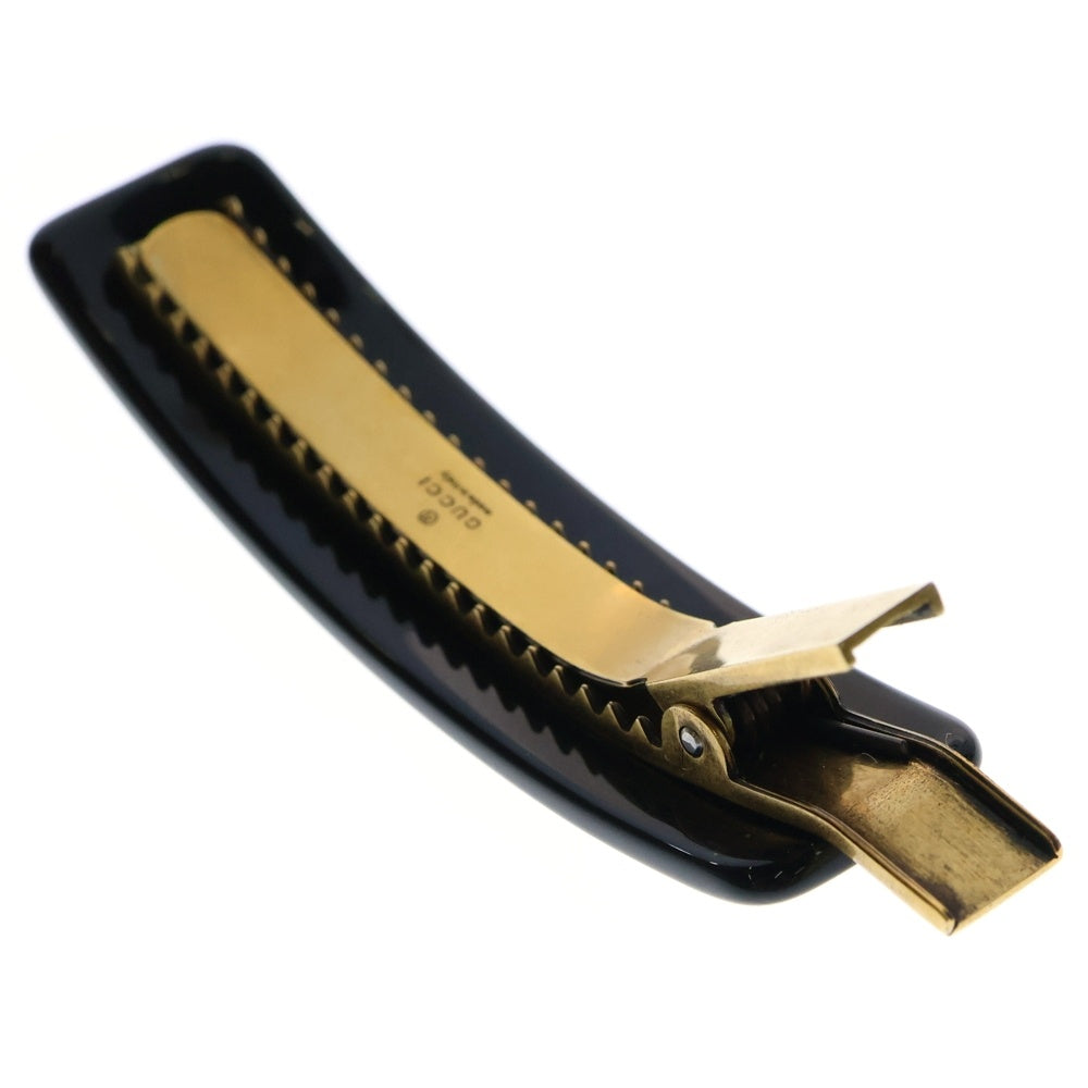 GUCCI(グッチ) ロゴ ヘアピン バレッタ ラインストーン ブラック 513986