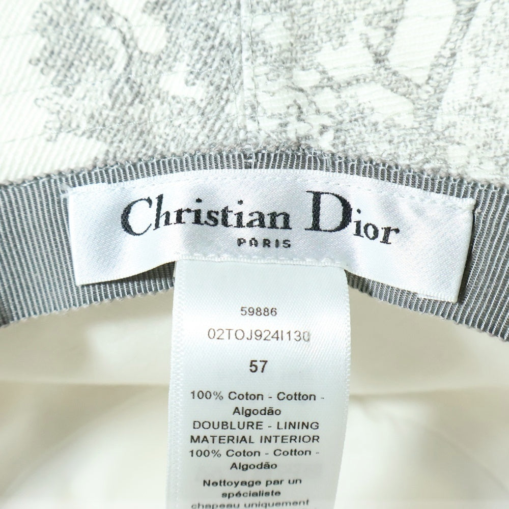 Christian Dior(クリスチャンディオール) トワルドジュイ アニマル総柄プリント バケットハット 帽子 ホワイト/グレー 02TOJ924I130