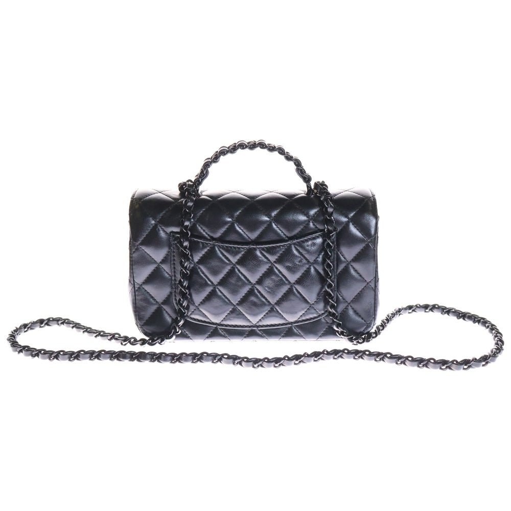 CHANEL(シャネル) マトラッセ20 トップハンドル ソーブラック ラムスキン ショルダーバッグ AS5243