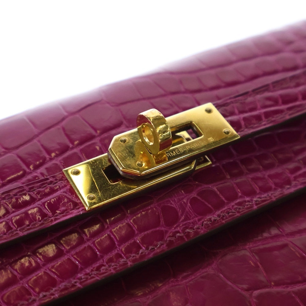 HERMES(エルメス) ケリーウォレット ロング アリゲーター ローズシェヘラザード A刻印 ゴールド金具
