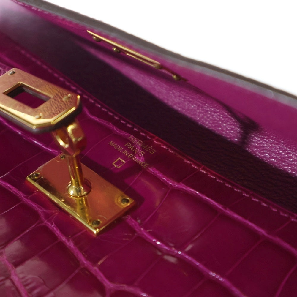 HERMES(エルメス) ケリーウォレット ロング アリゲーター ローズシェヘラザード A刻印 ゴールド金具