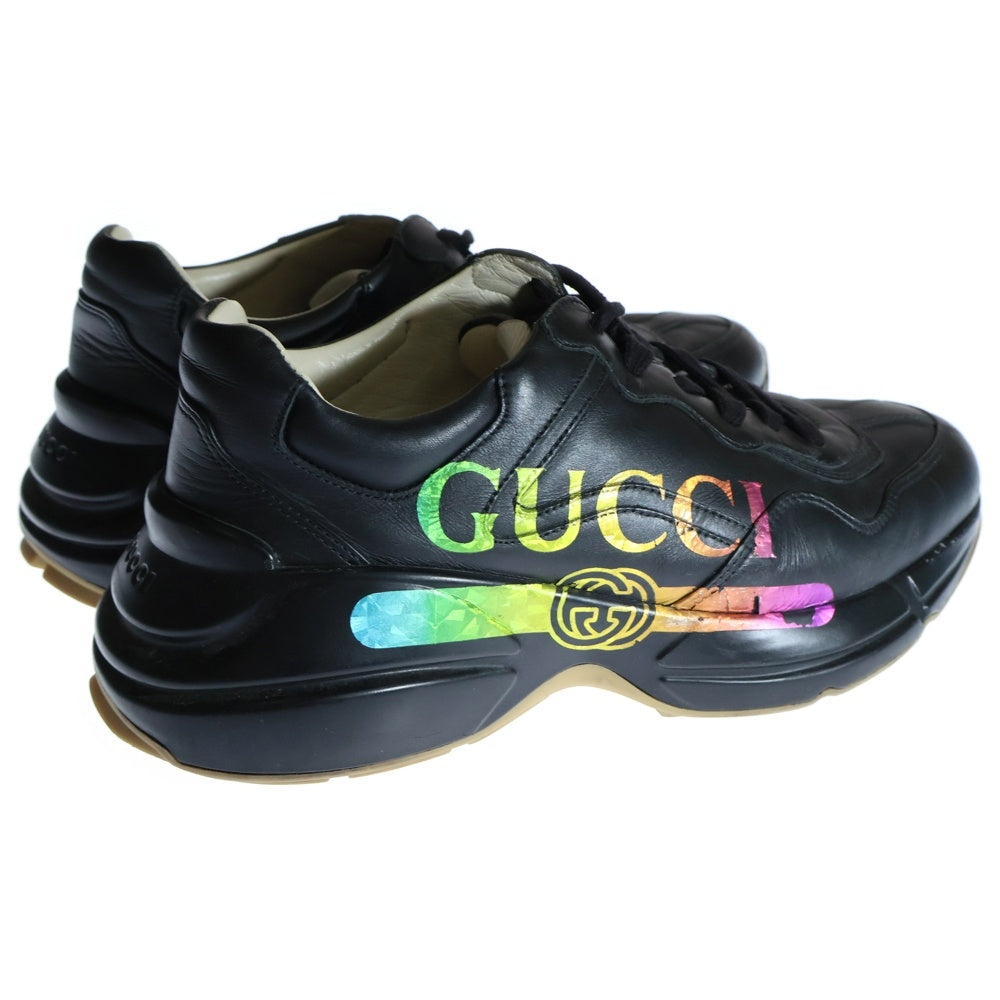 GUCCI(グッチ) RHYTON ライトン ヴィンテージロゴ プリント ローカットスニーカー ブラック/マルチカラー 552851