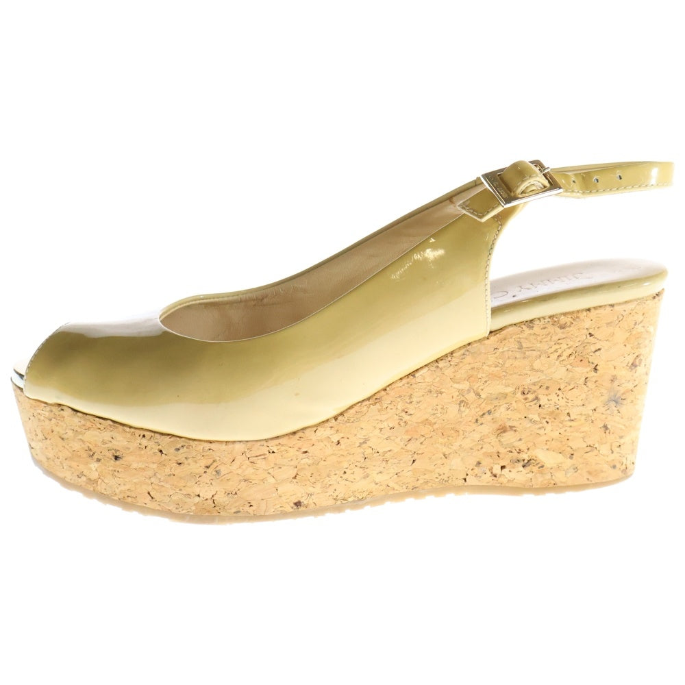 JIMMY CHOO(ジミーチュウ) ウェッジサンダル 厚底 シューズ イエロー エナメル 37 レディース
