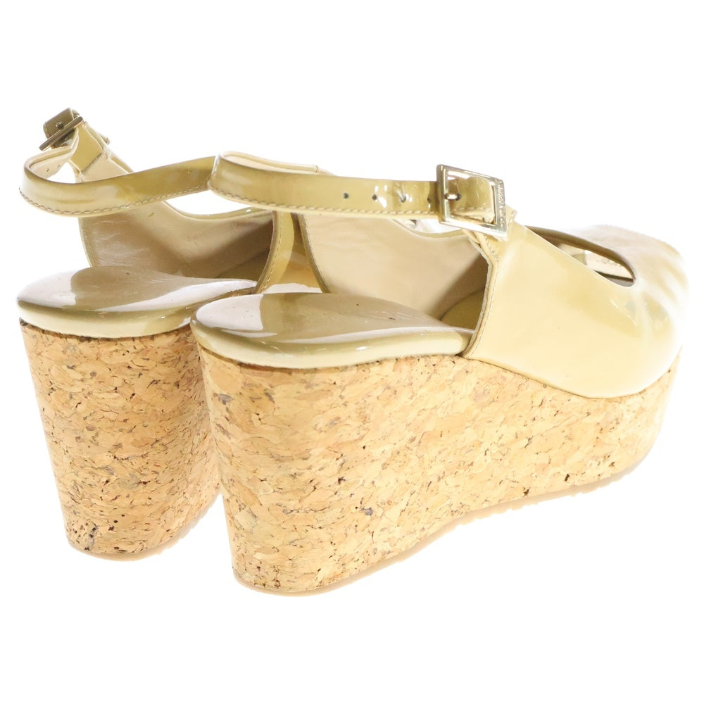 JIMMY CHOO(ジミーチュウ) ウェッジサンダル 厚底 シューズ イエロー エナメル 37 レディース