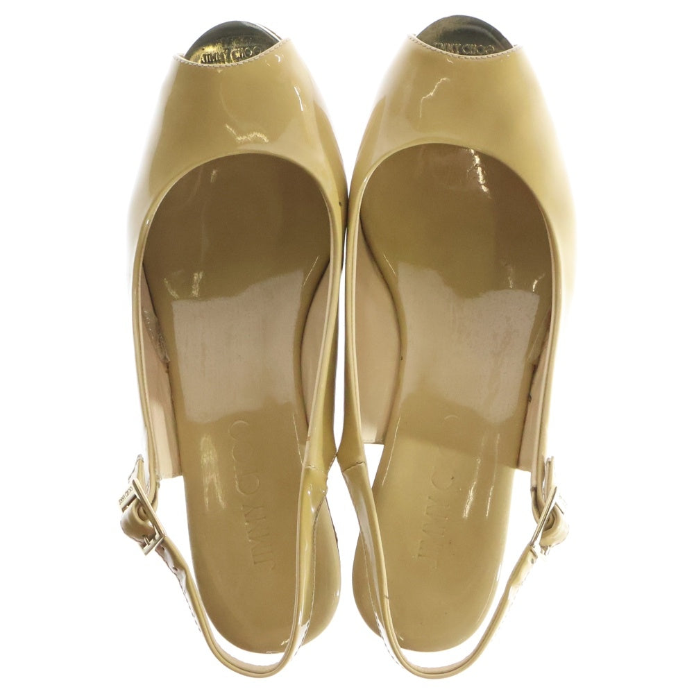JIMMY CHOO(ジミーチュウ) ウェッジサンダル 厚底 シューズ イエロー エナメル 37 レディース