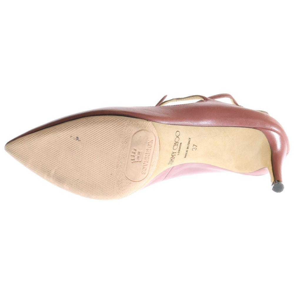 JIMMY CHOO(ジミーチュウ) レースアップ パンプス シューズ ピンク ゴールド金具 37 レディース