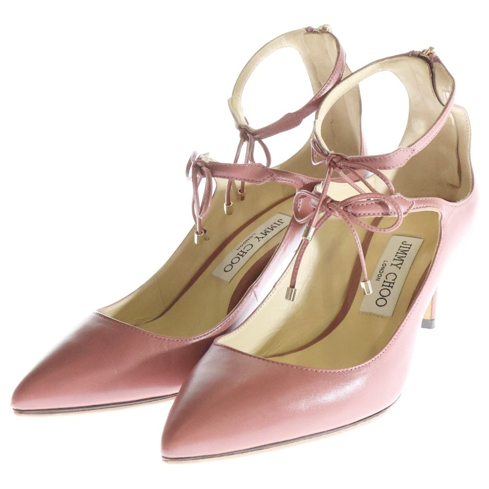 JIMMY CHOO(ジミーチュウ) レースアップ パンプス シューズ ピンク ゴールド金具 37 レディース