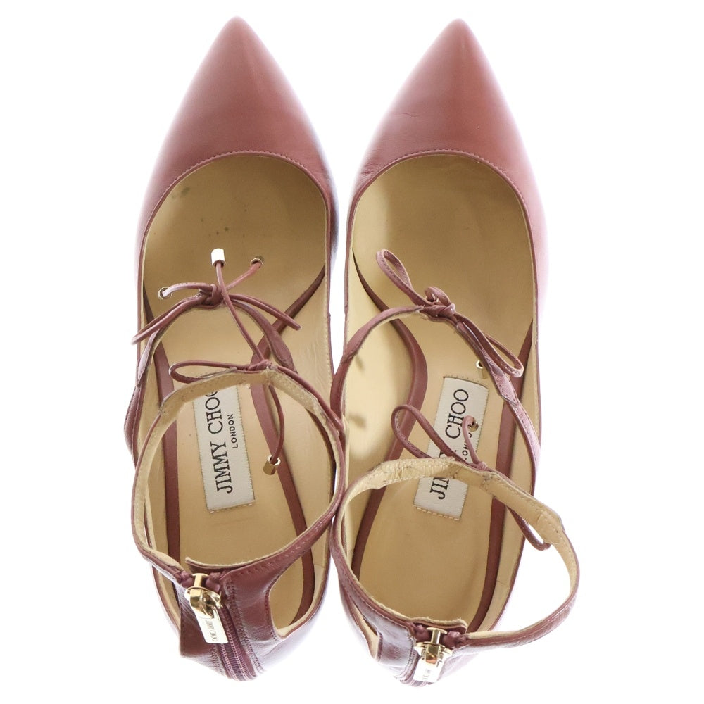 JIMMY CHOO(ジミーチュウ) レースアップ パンプス シューズ ピンク ゴールド金具 37 レディース