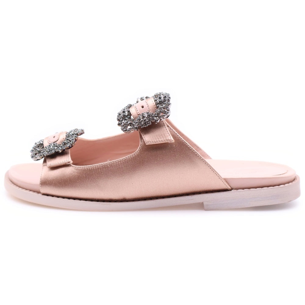 MANOLO BLAHNIK(マノロブラニク) ビジュー ハンギシサンダル シューズ ベージュピンク 36 レディース
