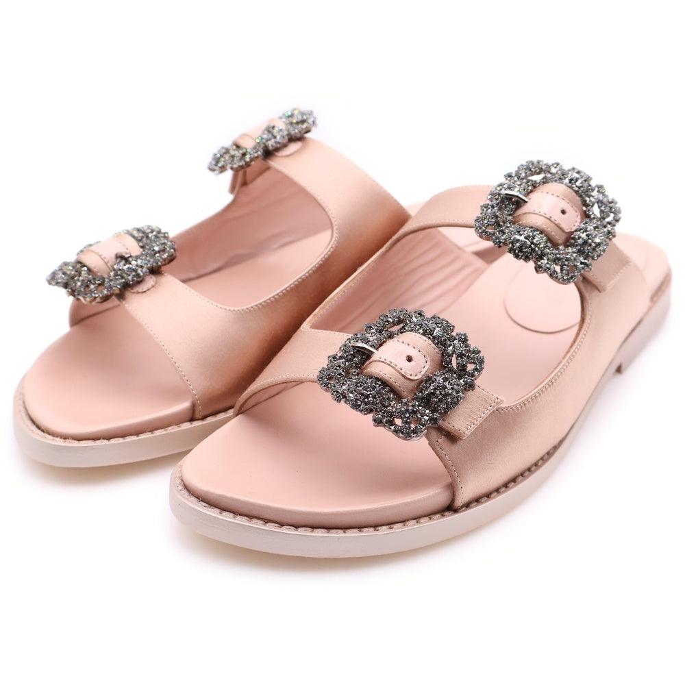 MANOLO BLAHNIK(マノロブラニク) ビジュー ハンギシサンダル シューズ ベージュピンク 36 レディース