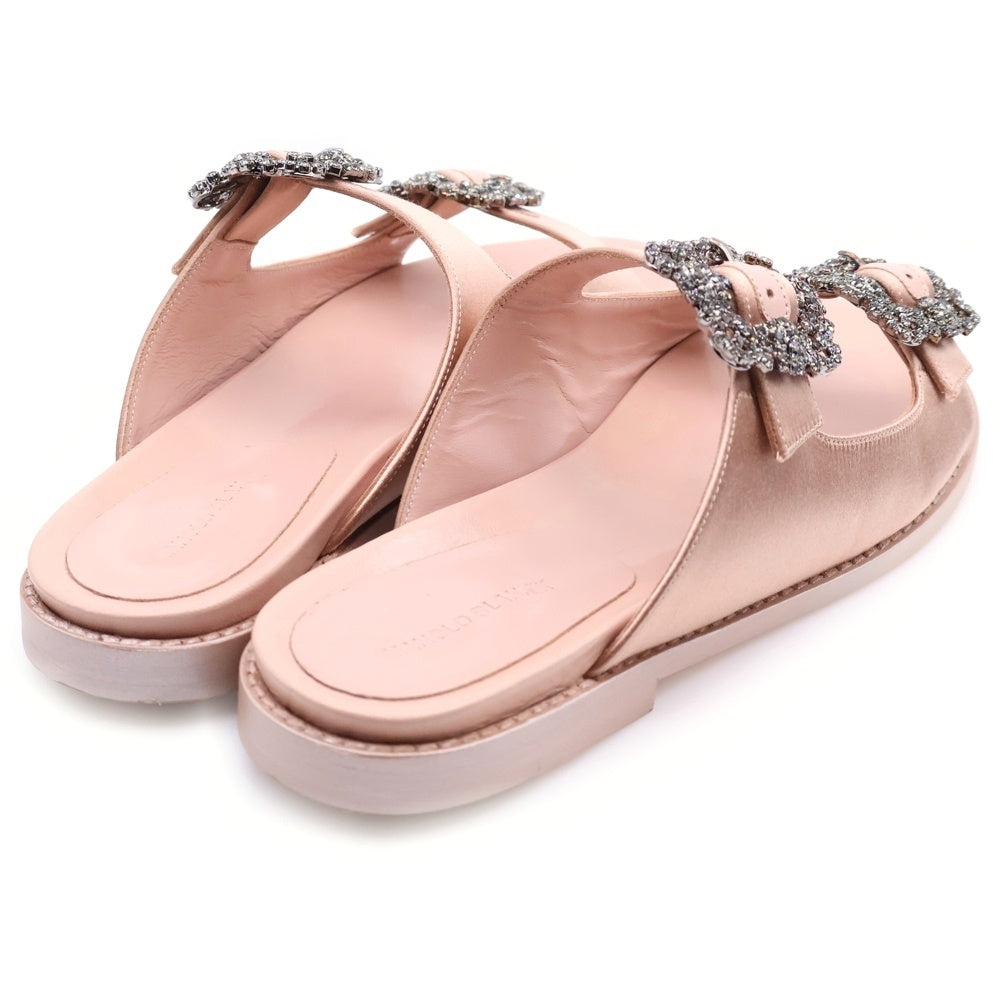 MANOLO BLAHNIK(マノロブラニク) ビジュー ハンギシサンダル シューズ ベージュピンク 36 レディース