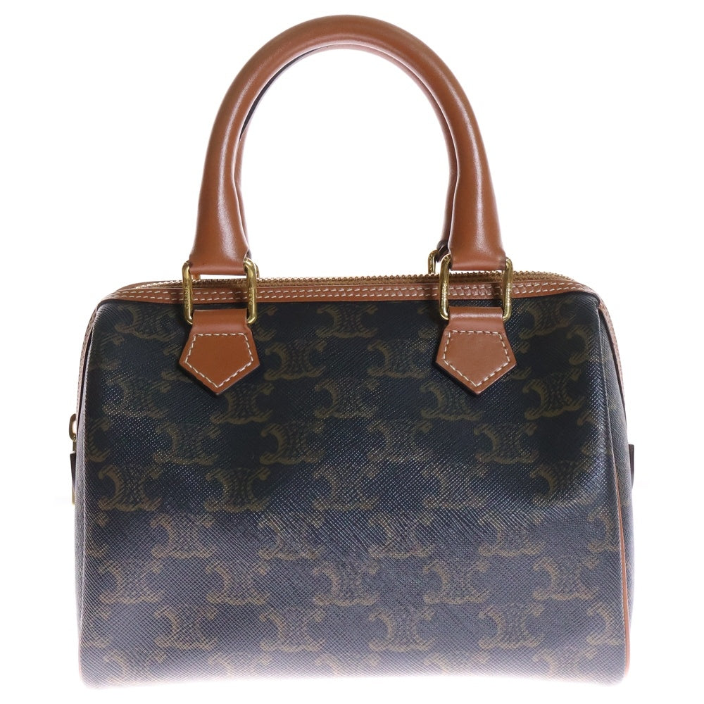 CELINE(セリーヌ) トリオンフ スモールボストン 2WAYバッグ ショルダーバッグ ハンドバッグ ミニバッグ ブラウン レザー×PVC ゴールド金具