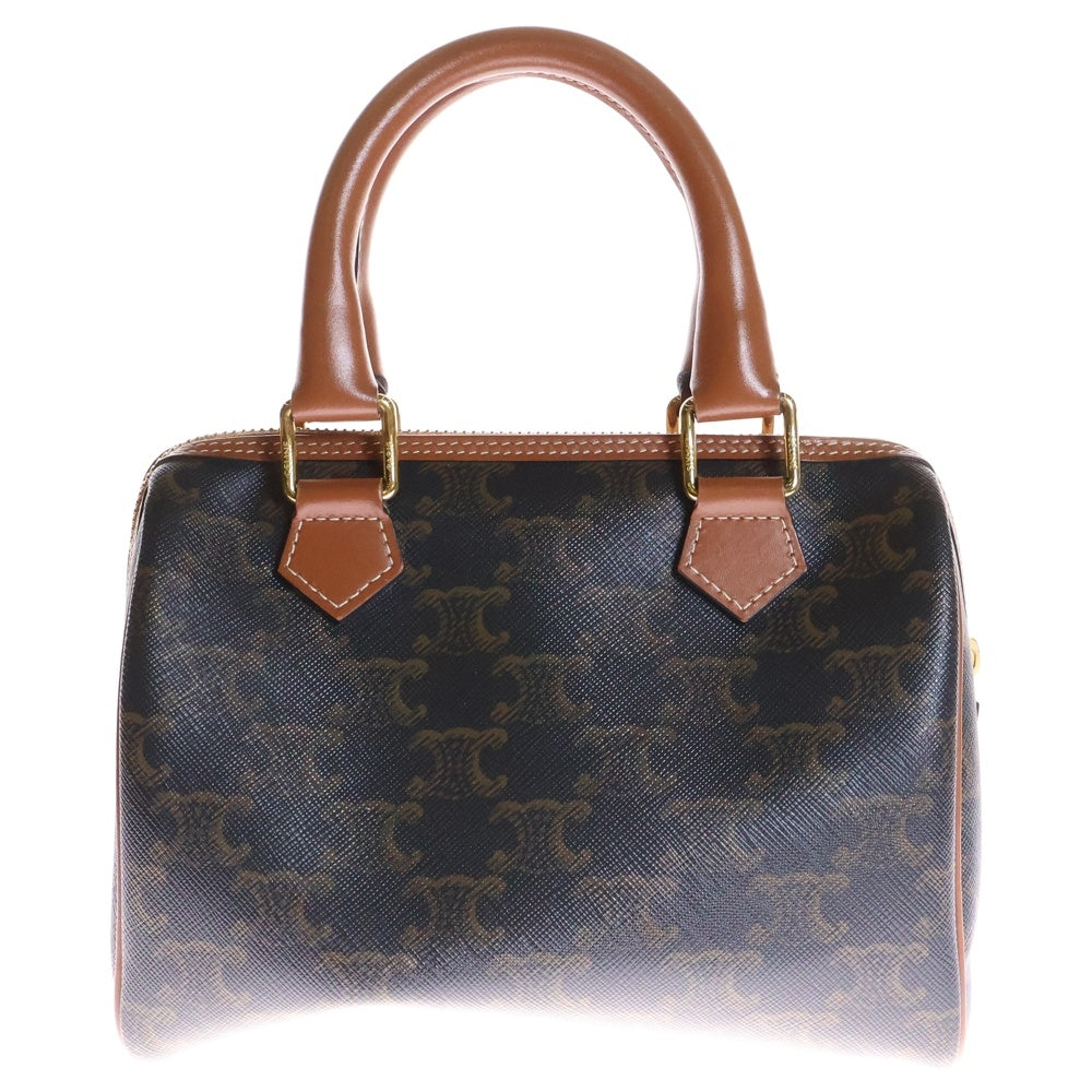 CELINE(セリーヌ) トリオンフ スモールボストン 2WAYバッグ ショルダーバッグ ハンドバッグ ミニバッグ ブラウン レザー×PVC ゴールド金具