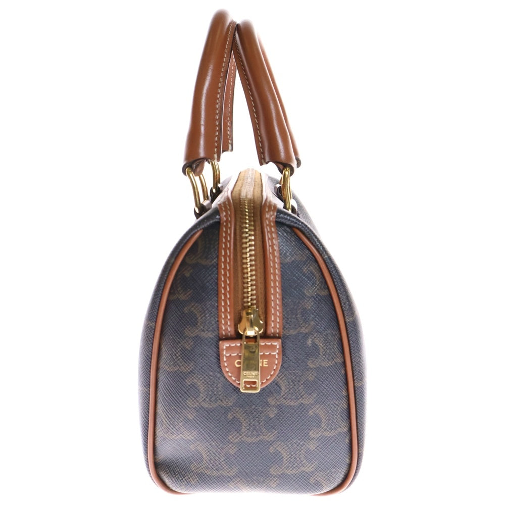 CELINE(セリーヌ) トリオンフ スモールボストン 2WAYバッグ ショルダーバッグ ハンドバッグ ミニバッグ ブラウン レザー×PVC ゴールド金具