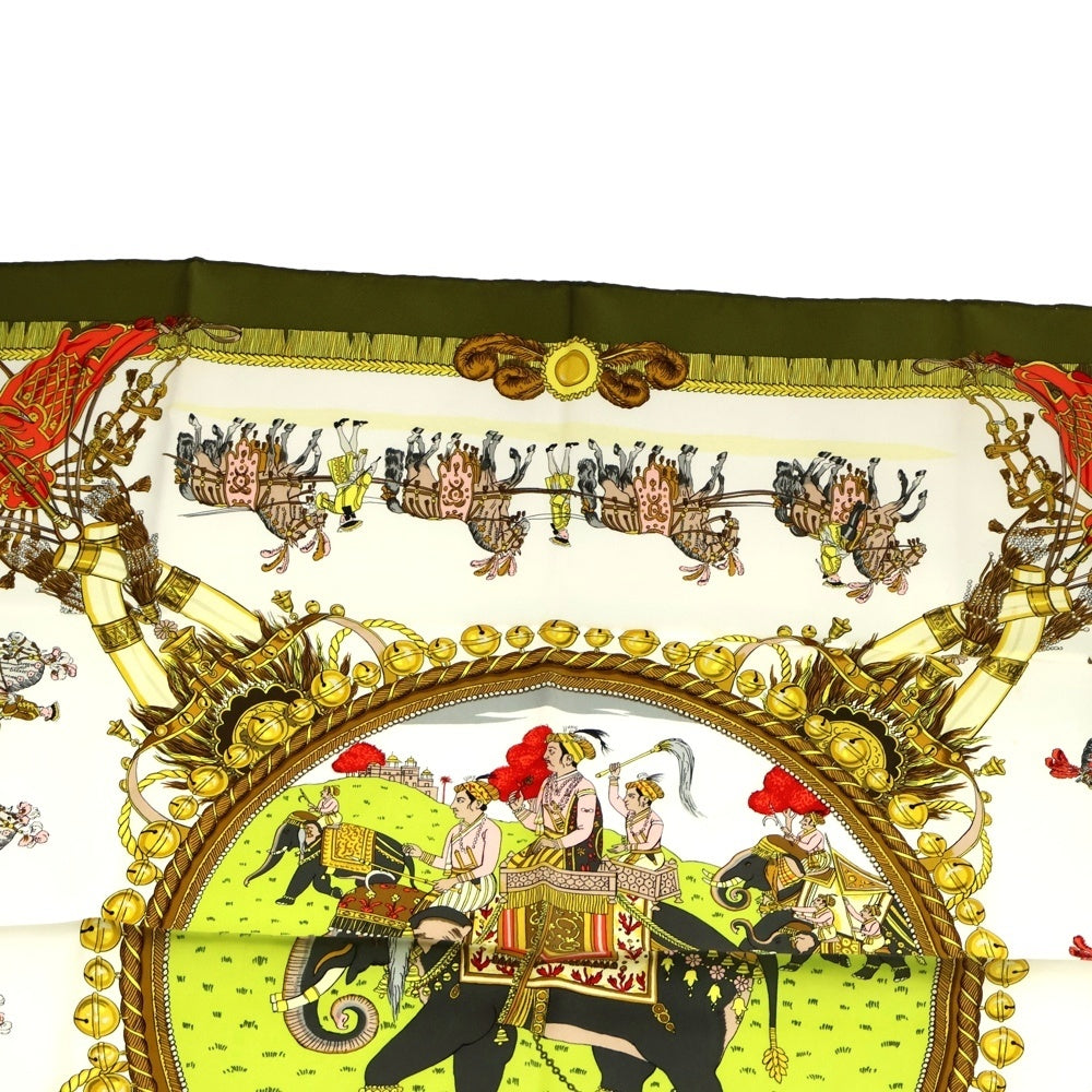 HERMES(エルメス) カレ90 CAPARACONS DE LA FRANCE ET DE L'INDE 像 グリーン マルチカラー スカーフ シルク