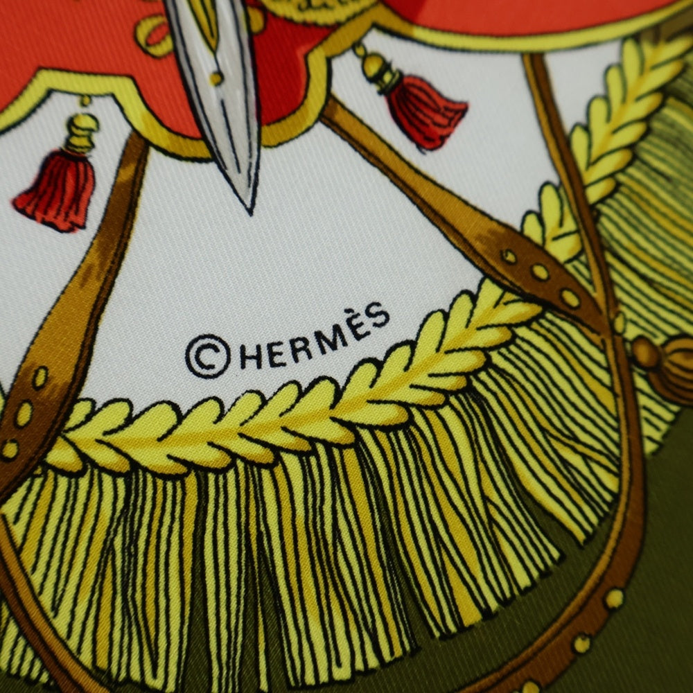 HERMES(エルメス) カレ90 CAPARACONS DE LA FRANCE ET DE L'INDE 像 グリーン マルチカラー スカーフ シルク