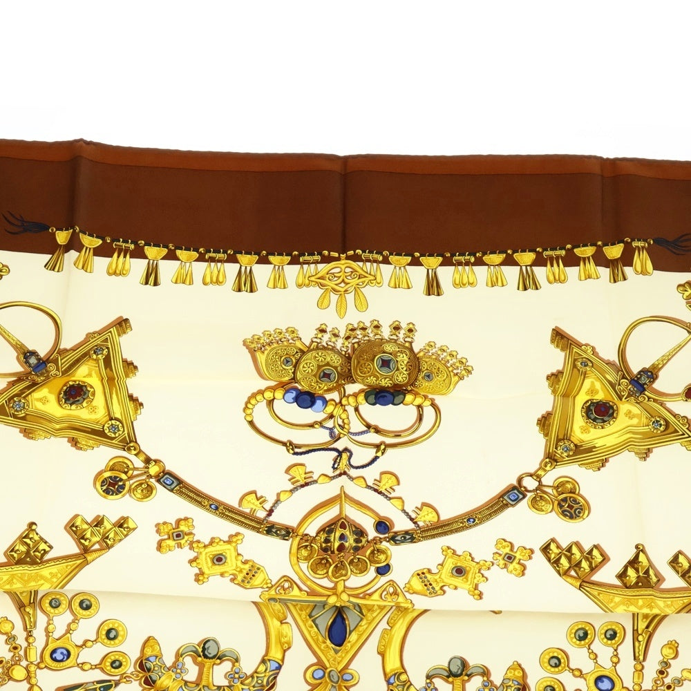 HERMES(エルメス) カレ90 砂漠のアクセサリー スカーフ ブラウン シルク